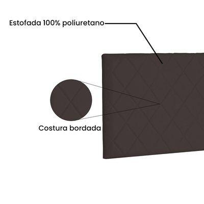 Cabeceira Painel Casal 1,40m Esmeralda Suede Marrom Café
