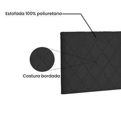 Cabeceira Painel Casal 1,40m Esmeralda Suede Preto