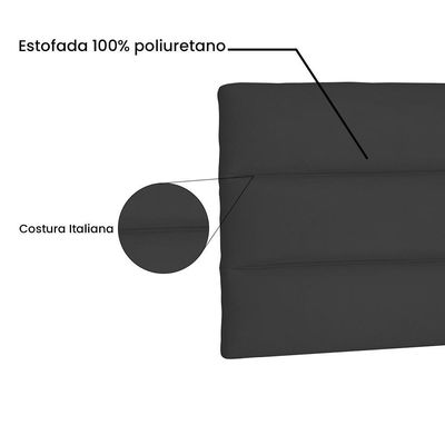Cabeceira Painel Queen 1,60m La Italiana Suede Preto