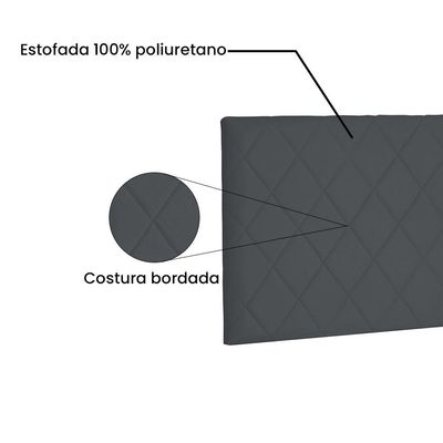 Cabeceira Painel Casal 1,40m Esmeralda Suede Cinza