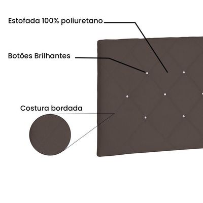 Cabeceira Painel Casal 1,40m Tânia Suede Marrom Café