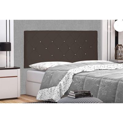 Cabeceira Painel Casal 1,40m Tânia Suede Marrom Café