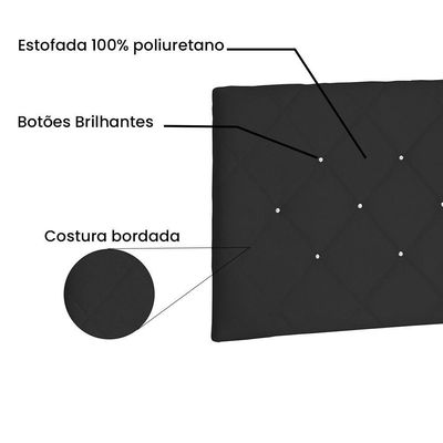 Cabeceira Painel Solteiro 0,90m Tânia Suede Preto