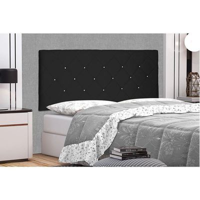 Cabeceira Painel Queen 1,60m Tânia Suede Preto