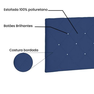 Cabeceira Painel Queen 1,60m Tânia Suede Azul Marinho