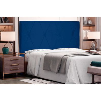 Cabeceira Queen 1,60m Aquilla Suede Azul Marinho