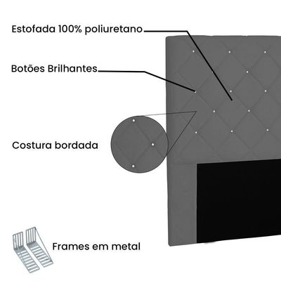 Cabeceira Solteiro 0,90m Tânia Suede Cinza