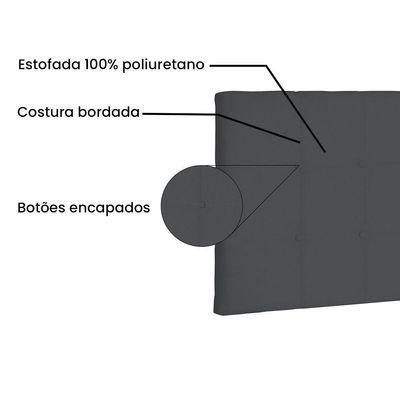 Cabeceira Painel Casal 1,40m Verona Suede Cinza