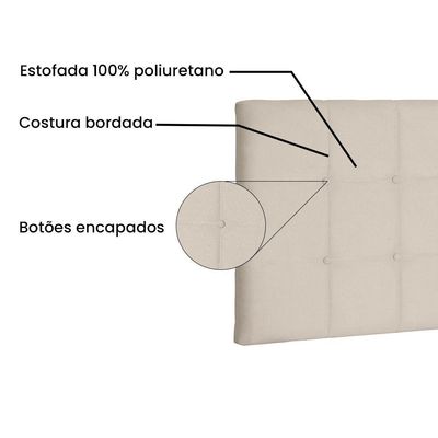 Cabeceira Painel Casal 1,40m Verona Suede Bege