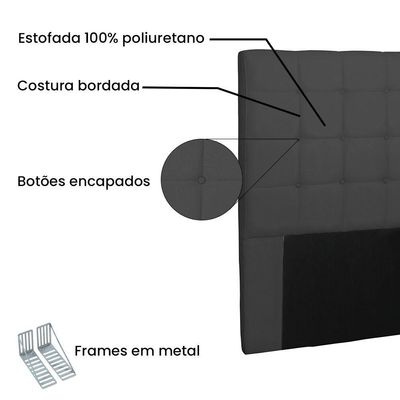 Cabeceira Solteiro 0,90m Verona Suede Preto