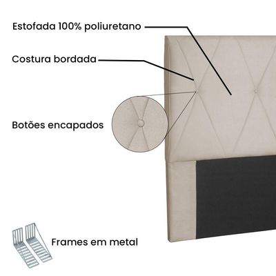 Cabeceira Solteiro 0,90m Aquilla Suede Bege
