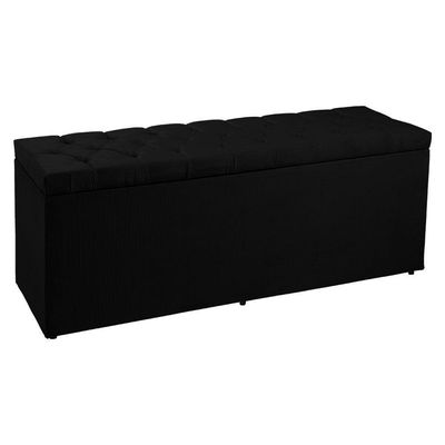Calçadeira Recamier Baú Solteiro 0,90m Suede Preto