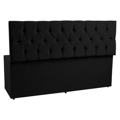 Calçadeira Recamier Baú Solteiro 0,90m Suede Preto