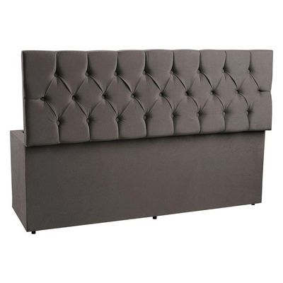 Calçadeira Recamier Baú King 1,95m Madrid Suede Cinza