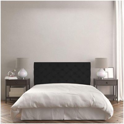 Cabeceira Painel Capitonê Casal 1,40m Jade Suede Preto