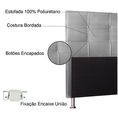 Cabeceira Solteiro 0,90m Roma Suede Cinza - Pallazio