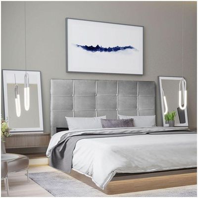 Cabeceira Solteiro 0,90m Roma Suede Cinza - Pallazio