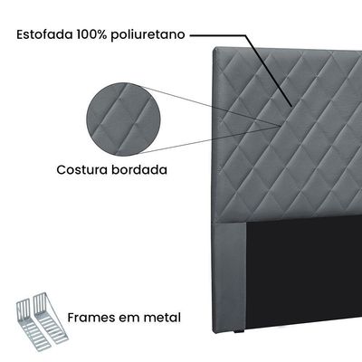 Cabeceira King 1,95m Esmeralda Veludo - Pallazio Cinza Chumbo