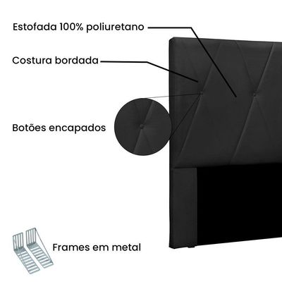 Cabeceira King 1,95m Aquilla Veludo - Pallazio Preto