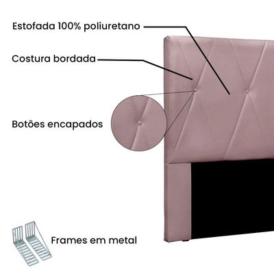 Cabeceira King 1,95m Aquilla Veludo Lilás - Pallazio