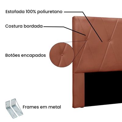 Cabeceira Solteiro 0,90m Aquilla Veludo - Pallazio Cobre