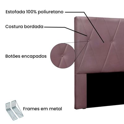 Cabeceira Solteiro 0,90m Aquilla Veludo Uva - Pallazio