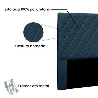 Cabeceira King 1,95m Esmeralda Veludo Azul Marinho - Pallazio