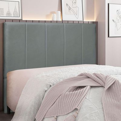 Cabeceira King 1,95m Ravenna Veludo - Pallazio Cor Cinza Chumbo