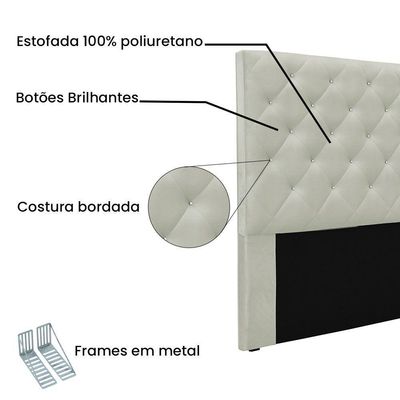 Cabeceira Queen 1,60m Tânia Veludo Cinza Prata