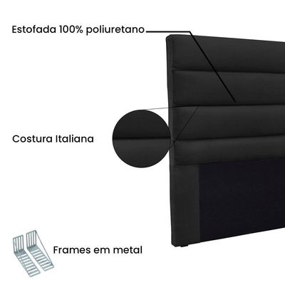 Cabeceira Solteiro 0,90m La Italiana Veludo Preto