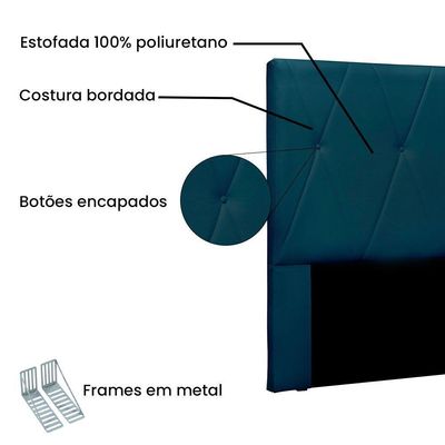 Cabeceira King 1,95m Aquilla Veludo Azul Marinho - Pallazio