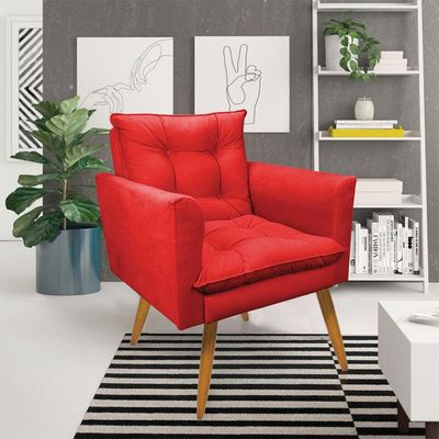 Kit 2 Poltronas Olivia Suede Pés Palito Castanho - Pallazio Cor Vermelho