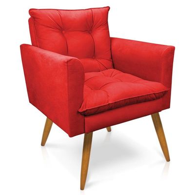 Kit 2 Poltronas Olivia Suede Pés Palito Castanho - Pallazio Cor Vermelho