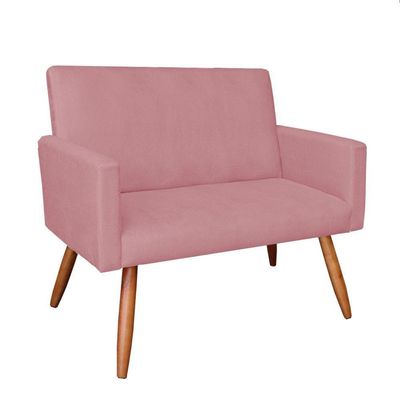 Kit Poltrona e Namoradeira Nina Suede Rosê