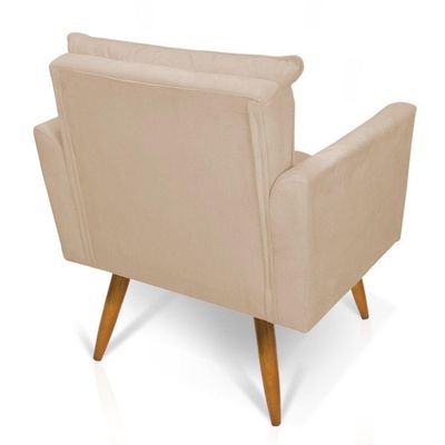 Poltrona Olivia Suede Pés Palito Castanho - Pallazio Cor Bege