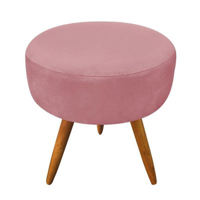 Puff Banqueta Redonda Nina Suede Rosê