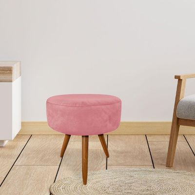 Puff Banqueta Redonda Nina Suede Rosê