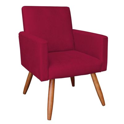 Kit Poltrona e Namoradeira Nina Suede Vermelho