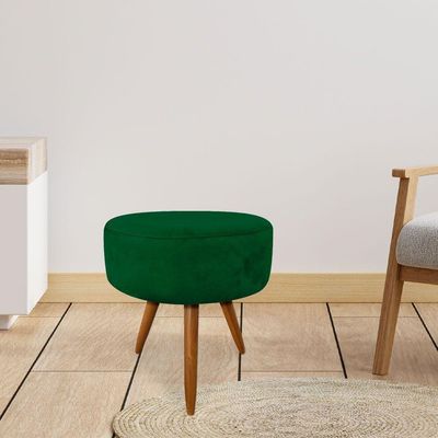 Kit 2 Puffs Banqueta Redonda Nina Suede Verde