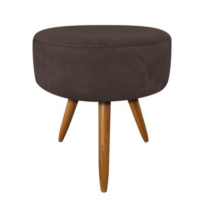 Kit 2 Puffs Banqueta Redonda Nina Suede Marrom