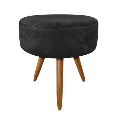 Kit 2 Poltronas E Puff Redonda Preto e Castanho
