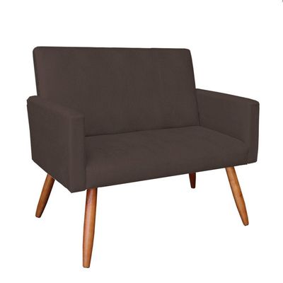 Kit Poltrona e Namoradeira Nina Suede Marrom
