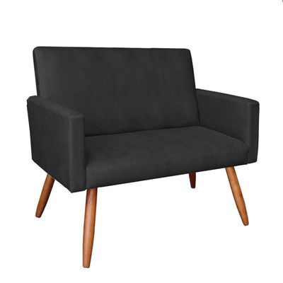 Kit Namoradeira 2 Poltronas 2 Puffs Redondo Preto Castanho