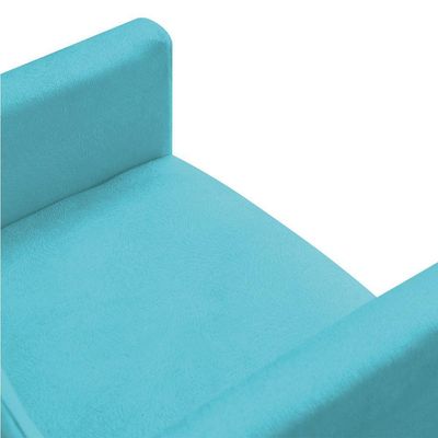 Kit 2 Poltronas E 2 Puffs Redonda Azul Turquesa e Castanho