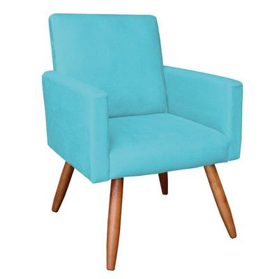 Kit Poltrona e Namoradeira Nina Suede Azul Turquesa