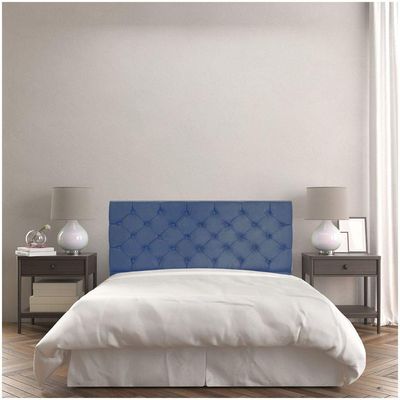 Cabeceira Painel Capitonê Casal 1,40m Jade Suede Azul Marinho