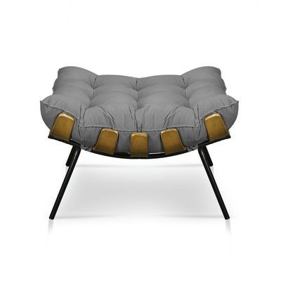Kit Poltrona E Puff Costela Suede Grafite