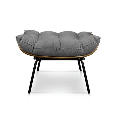 Kit Poltrona E Puff Costela Suede Grafite