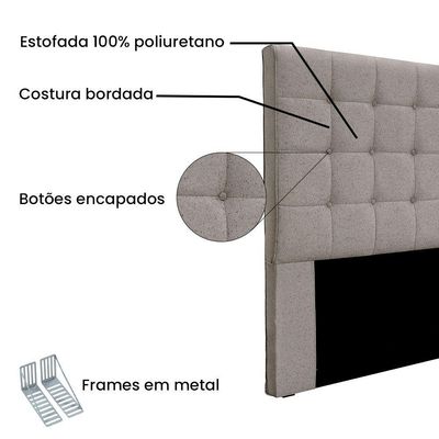 Cabeceira Solteiro 0,90M Verona Linho Rústico Areia Pallazio