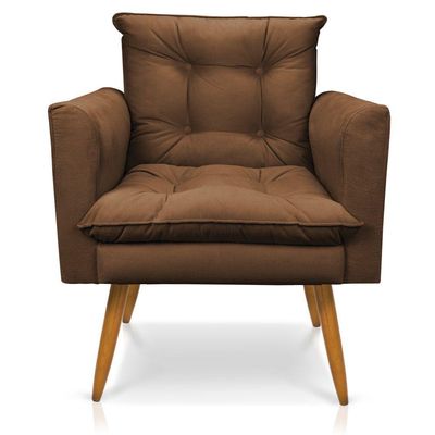 Kit Poltrona E Namoradeira 2 Lugares Olivia Suede Marrom